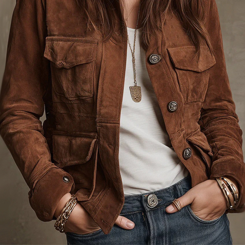 Elegant Women's Blazer with Single Button and Long Sleeves