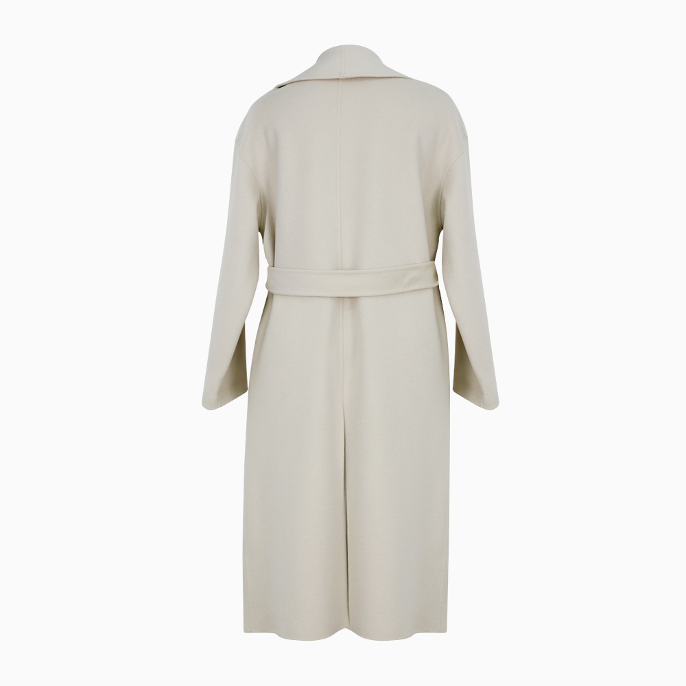 Autumn Winter Women's Trench Coat Slim Fit with Belt Solid Color Long Sleeve Woolen Overcoat Casual Outerwear