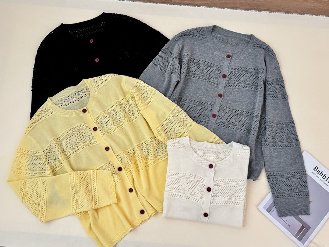 Wholesale Plus Size Open Knit Cardigans Oversized Lace Pattern Long Sleeve Cover-Up Bulk Supply
