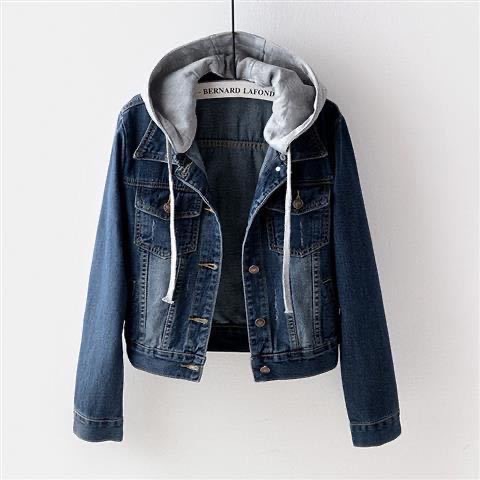 Women's Coats Plus Size 5xl Ladies Short Paragraph Autumn Fashion Jean Hooded Jacket Detachable Hat Denim Jacket