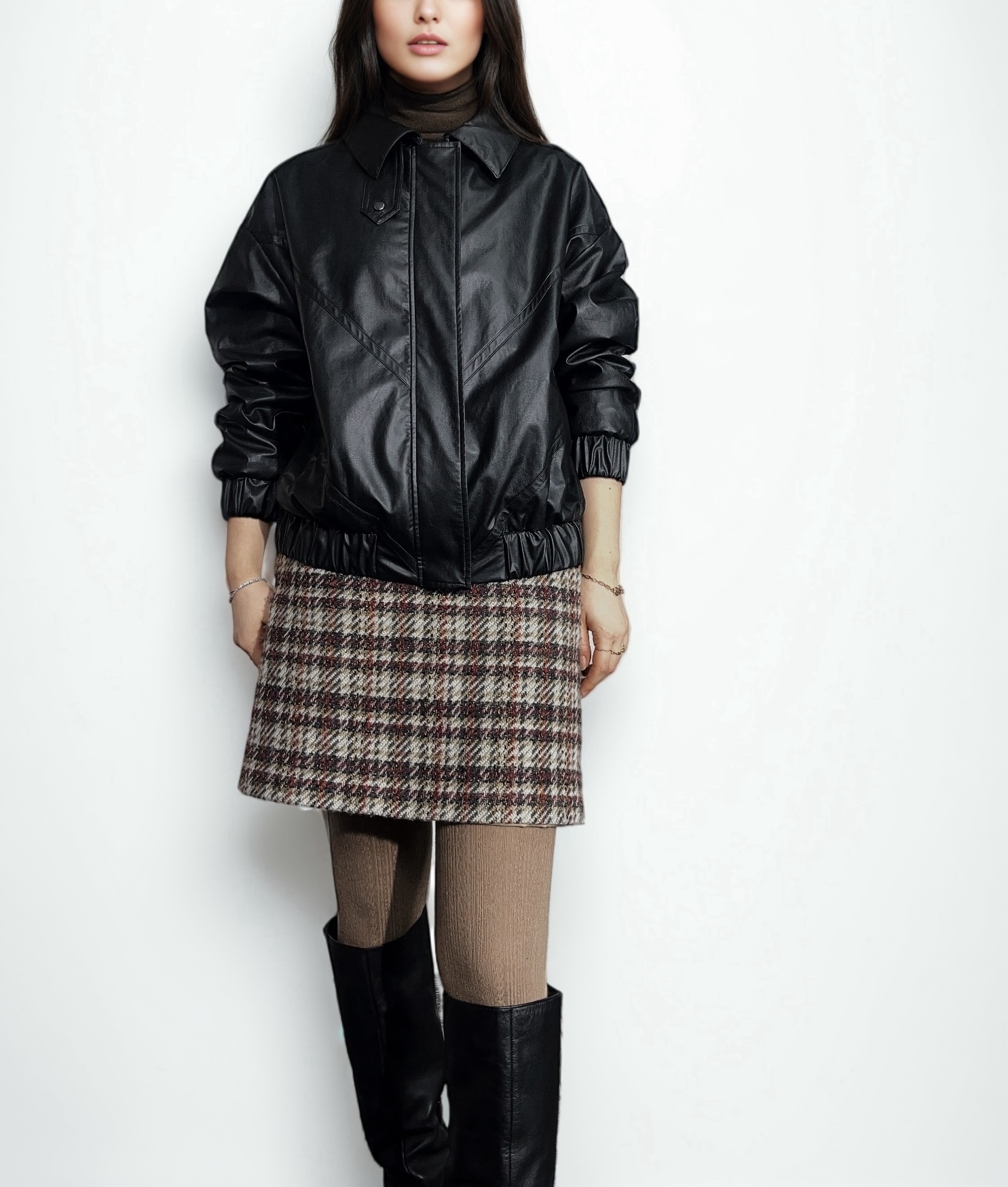 PU Leather Women Bomber Jacket for Women Motorcycle Stand Button Zipper Oversized Outerwear 2025 Autumn New Lady Street Jackets