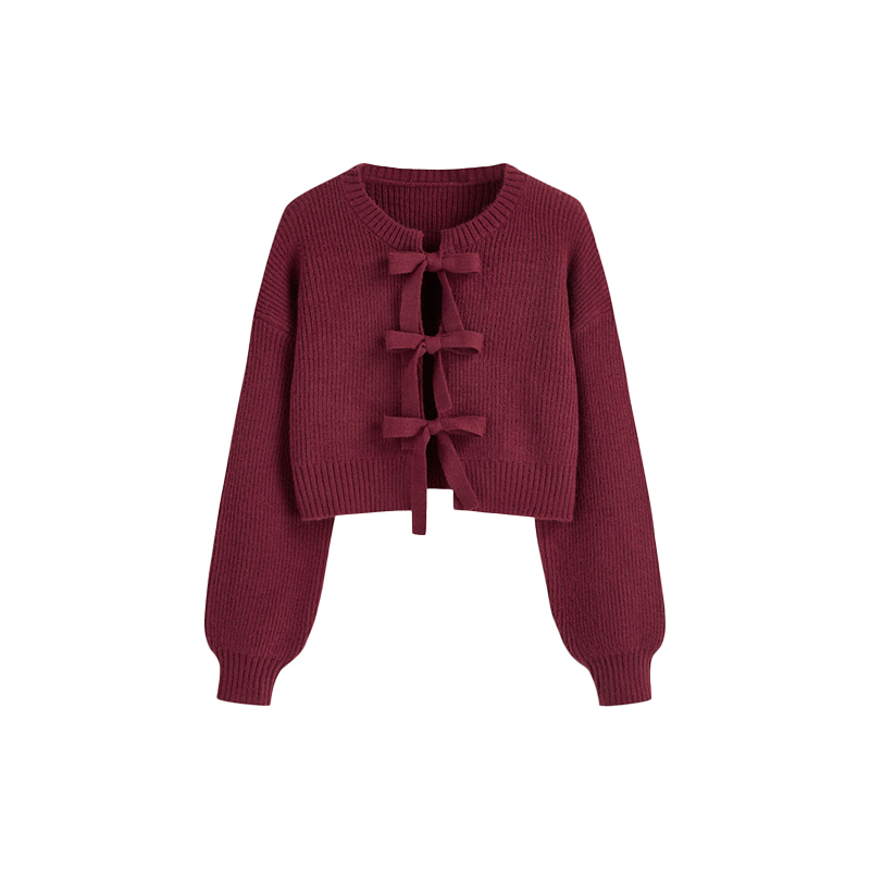 OEM Custom Logo Young Lady's Short Cardigan Coat Spring and Autumn New Wool Solid Color Sweater Knitted Fleece Sweaters