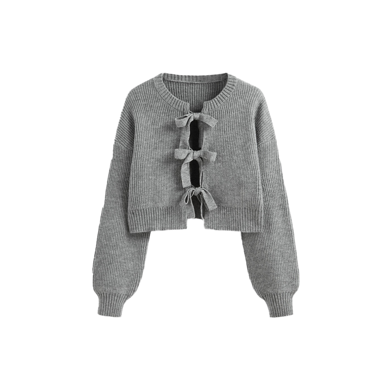 OEM Custom Logo Young Lady's Short Cardigan Coat Spring and Autumn New Wool Solid Color Sweater Knitted Fleece Sweaters