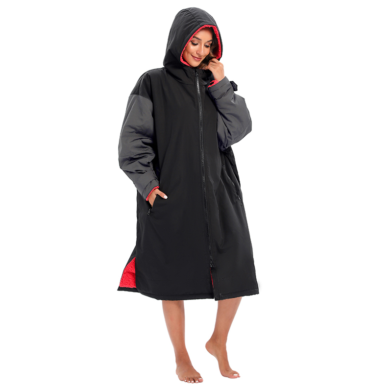 Custom Adult Women's Long Sleeve Waterproof Swim Parka 2 Two Colors Multi Colour Changing Robe Swim Parka