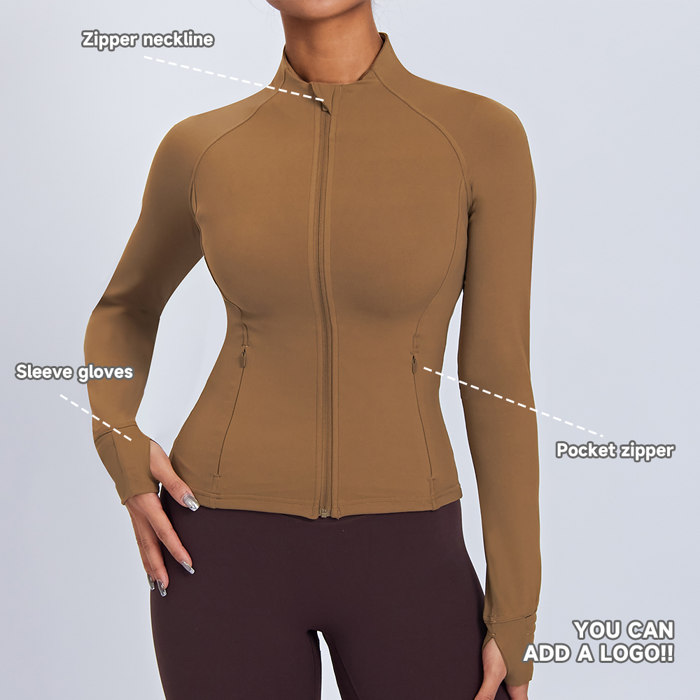 OEM Activewear Workout Zipper Light Slim Fit Long Sleeve Sports Gym Fitness Clothes Running Yoga Women Jacket