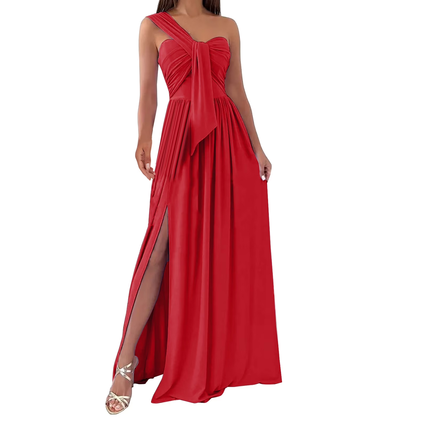 Best Sale Women's Long Evening Maxi Dress Formal Champagne Sequin Embroidery Natural Satin Elegant Party Wear Stylish Look