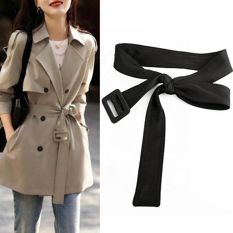 Women's Multi-Functional Trench Jacket Coat with Soft Cloth Belt Casual Fashion Style Woven Technique and Alloy Buckle