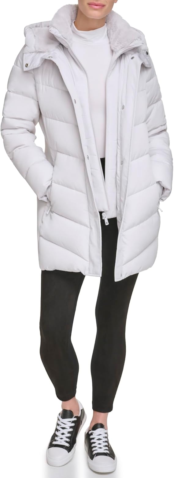 Womens Patterned Quilted Shearling Bomber Jacket
