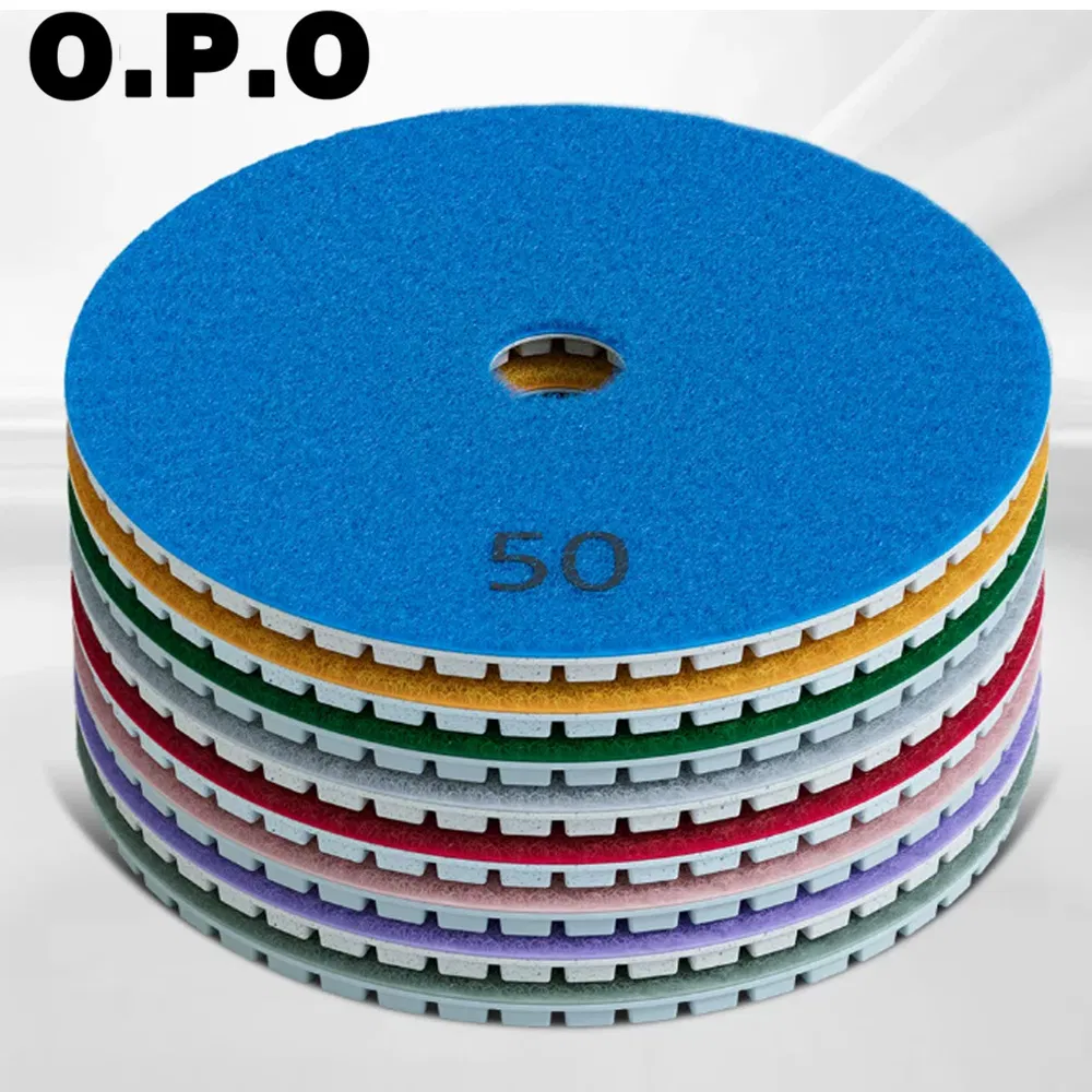مجموعة أقراص طحن الماس من 4 (#1234) لتجديد أسطح الرخام والجرانيت والكوارتز - 100mm/4" وسادة تلميع مائية للحجر