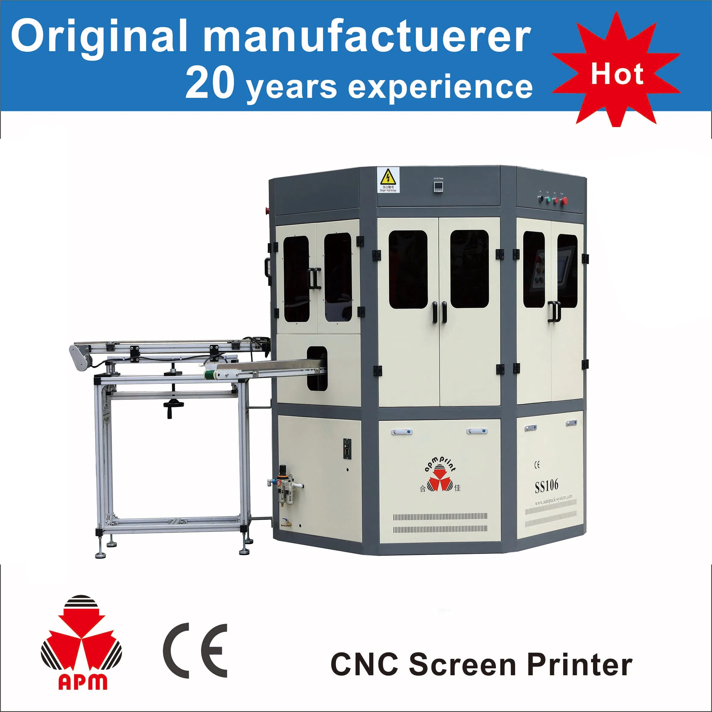 Ss106 2-3 Colors All Servo Driven High Accuracy UV Automatic Glass Cosmetic Wine Bottle Cylindrical Screen Printing Machine