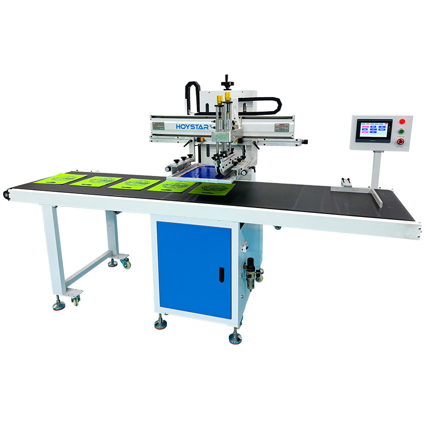 Flatbed 1 Color Screen Printing Machine with Conveyor Belt Table for Non Woven Bags