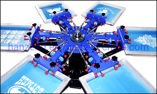 Screen Printing 6 Color 6 Station Rotary Printer Precise Matching Color Equipment