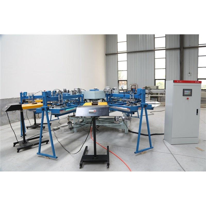 T-Shirt Textile 6 Color 6 Station T Shirt Cylindrical Carousel Rotary Cheap Manual Silk Screen Printing Machine Prices for Sale