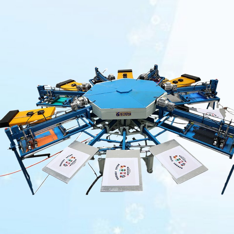 New Product Octopus 4 Color 13 Station Automatic T-Shirt Screen Printer Equipment with 4PC Flash Dryer