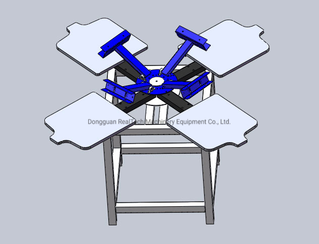 Rotary Manual Multi Colors 4 Colors 4 Stations T-Shirt Garments Cloths Textile Screen Printing Machine with Stand