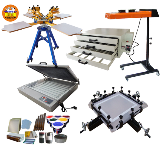 4-Station Manual Screen Printing Equipment Multicolor Kit for Card Pad Paper Tube Printing