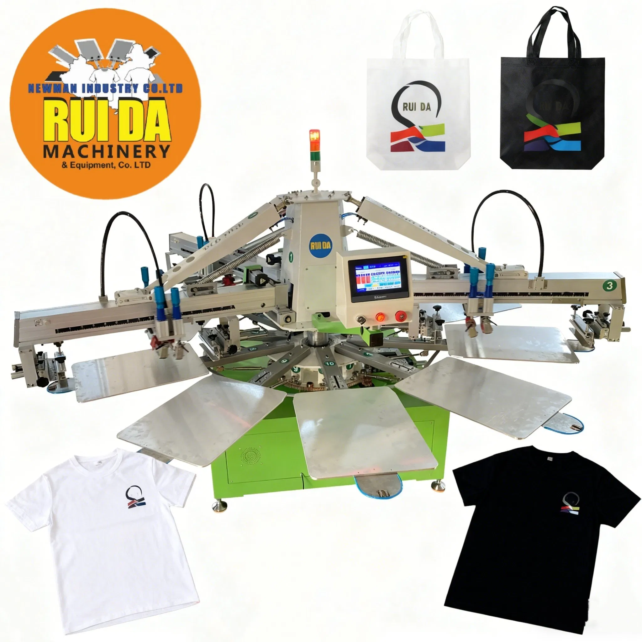 Dgruida Octopus 3 Color Automatic T-Shirt Silkscreen Printing Machine for Textiles Clothing Garments Press Printing