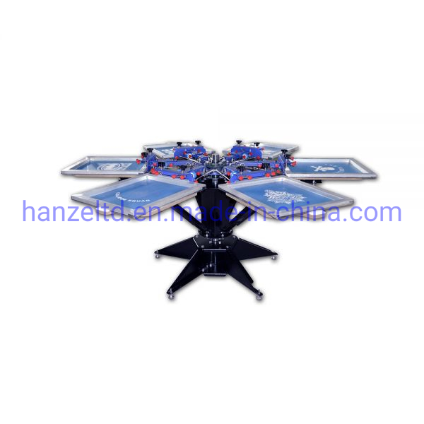 Screen Printing 6 Color 6 Station Rotary Printer Precise Matching Color Equipment