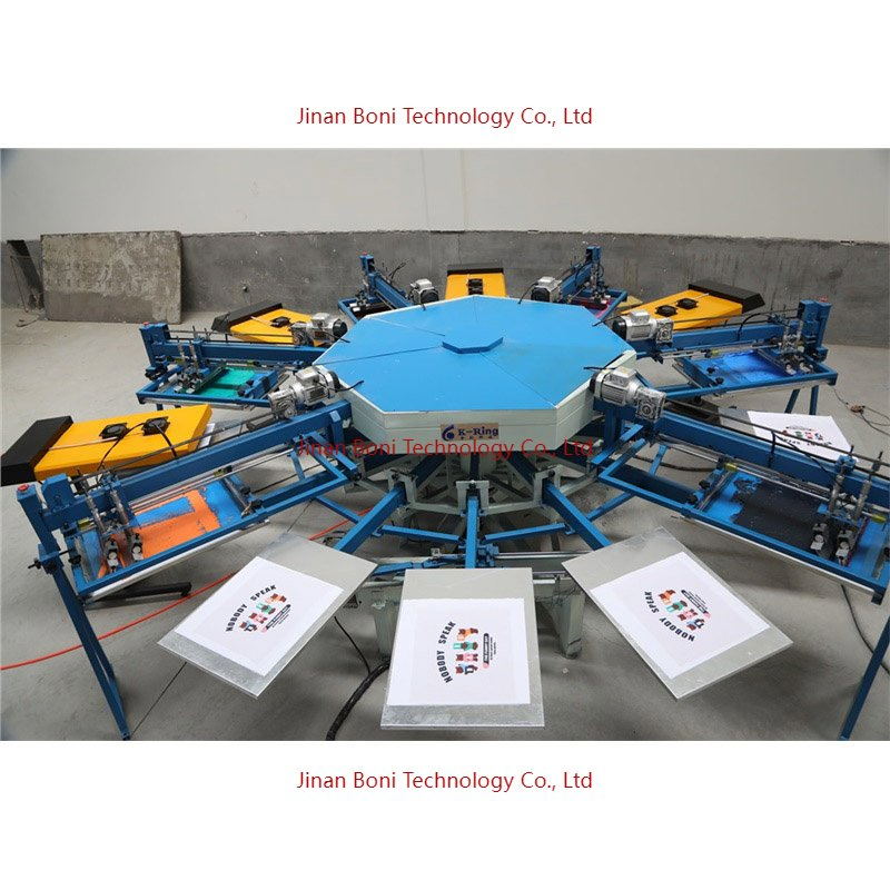Best Manual 8 Color 6 Station Rotary Carousel Multi Color T Shirt Silk Screen Printing Machine for Small Business Large Format Printer