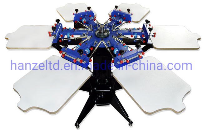 Screen Printing 6 Color 6 Station Rotary Printer Precise Matching Color Equipment