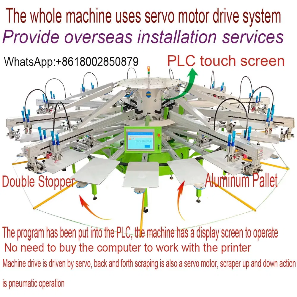 Nm1022 Automatic 10 Color 22 Stations Rotary Screen Printing Octopus Screen Printing Equipment Machine for T-Shirt