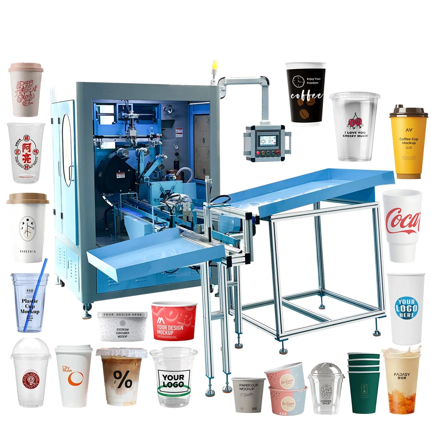 Touchscreen Multi Color Screen Printing Machine for Cups Bottles Cylinder Containers Customization