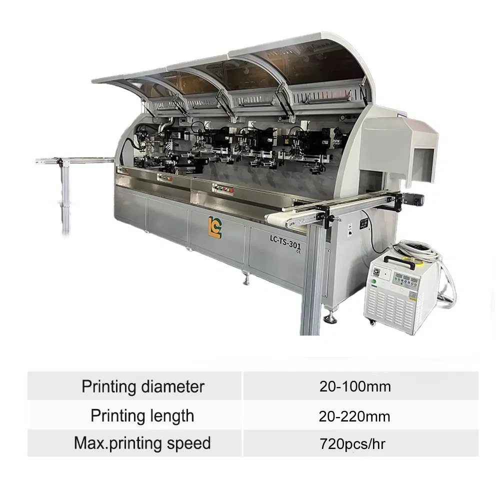 New Multi Color Servo-Driven Automatic 5-Station Screen Printing Machine UV Curing System for Square Bottles Cylinder Containers