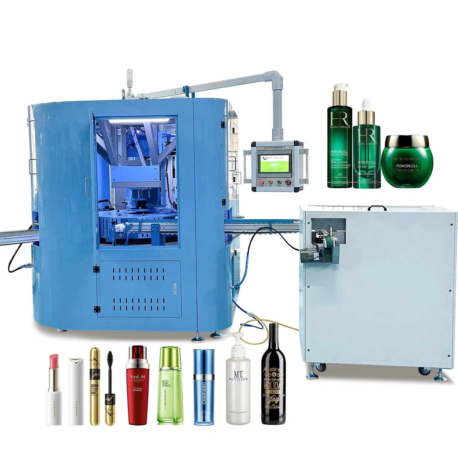 High Accuracy Automatic Screen Printing Machine with UV Dryer for Cosmetic Lipstick Tubes