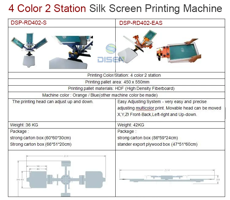 4 Color 2 Station Screen Printing Machine