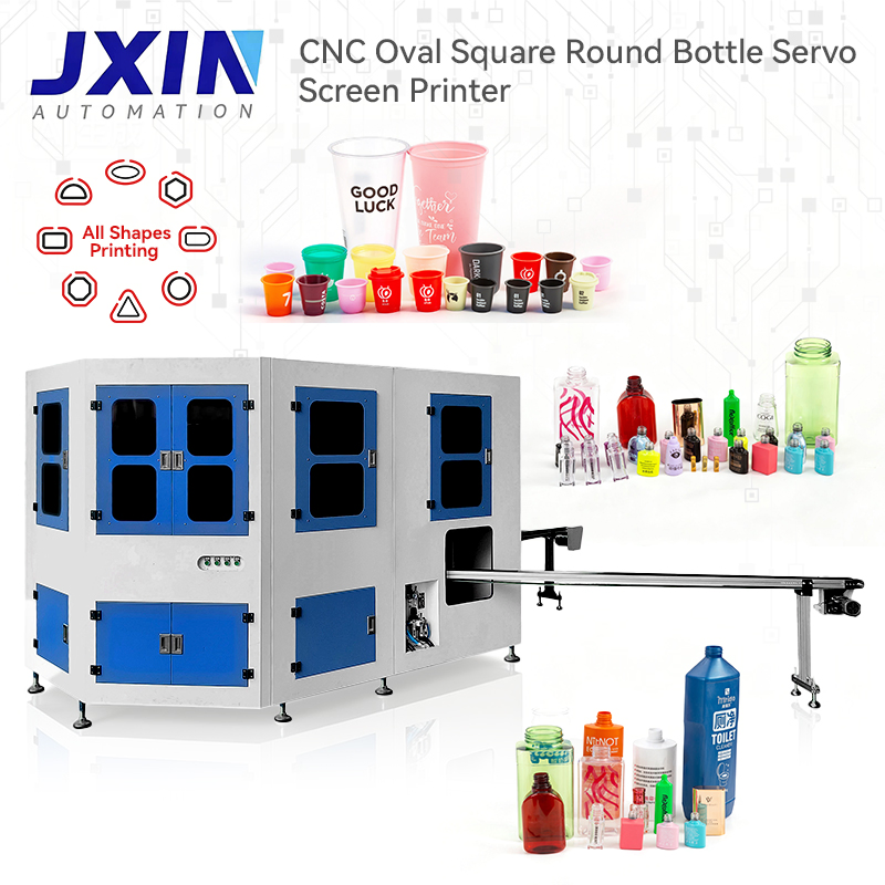 High-Speed Two Color Full Automatic Silk Screen Printing Machine for Cosmetic Glass Plastic Bottles Jar Container with LED UV Curing