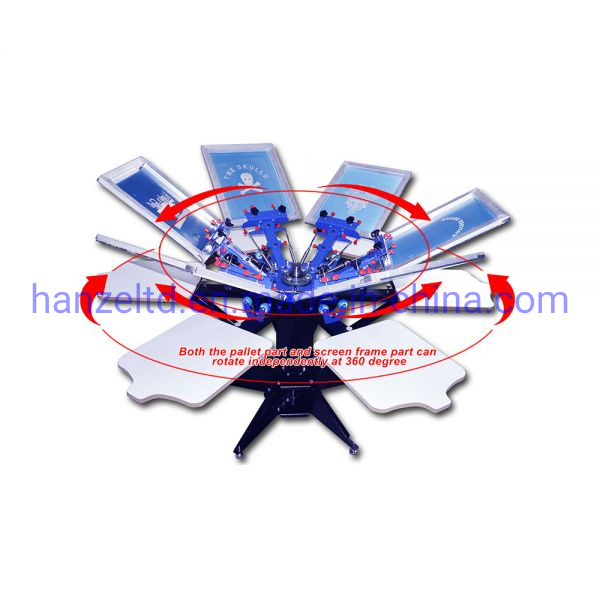 Screen Printing 6 Color 6 Station Rotary Printer Precise Matching Color Equipment