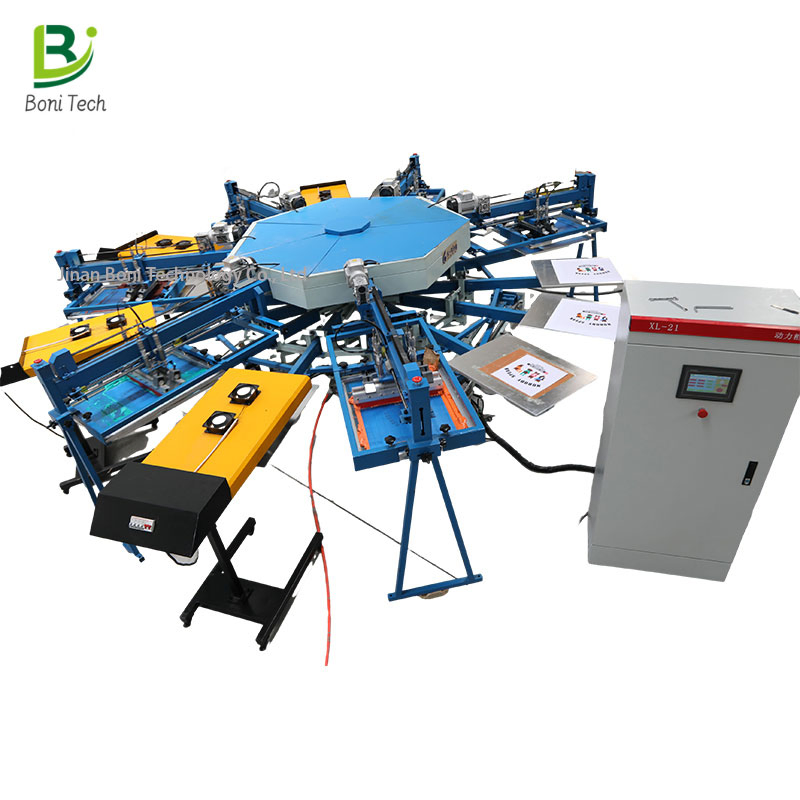 Carousel Flatbed Oval Automatic Print Big Screen Printing Machine for T Shirt