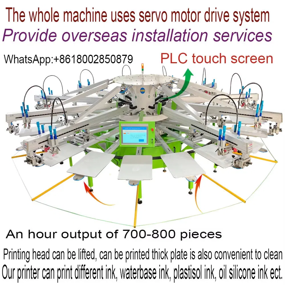 Nm1022 Automatic 10 Color 22 Stations Rotary Screen Printing Octopus Screen Printing Equipment Machine for T-Shirt