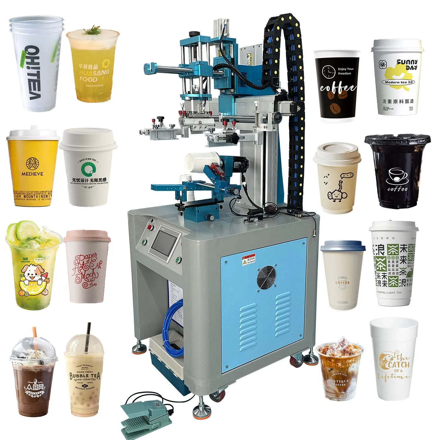 Industrial Semi-Automatic Cups Screen Printing Machine for Plastic Bottles Glass Tubes