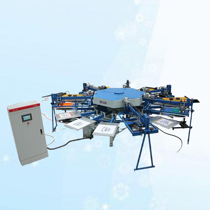 New Product Octopus 4 Color 13 Station Automatic T-Shirt Screen Printer Equipment with 4PC Flash Dryer
