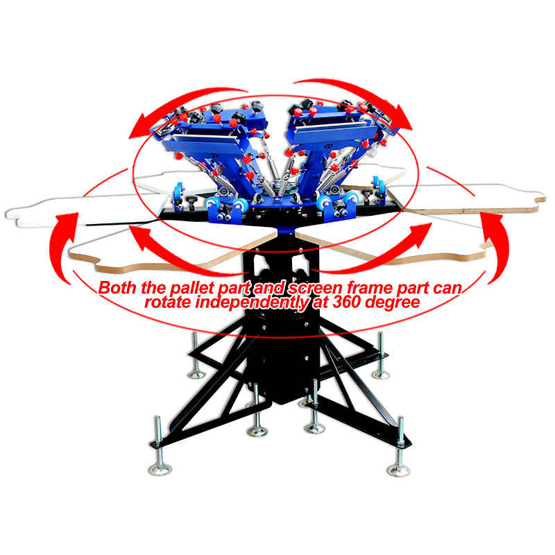 6X6 Multi-Color Screen Printing Machine Screen Platen Rotating Micro-Registration Screen Printing Press Equipment
