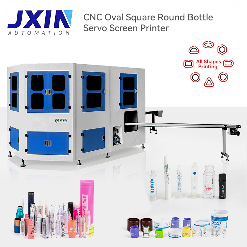 High-Speed Two Color Full Automatic Silk Screen Printing Machine for Cosmetic Glass Plastic Bottles Jar Container with LED UV Curing