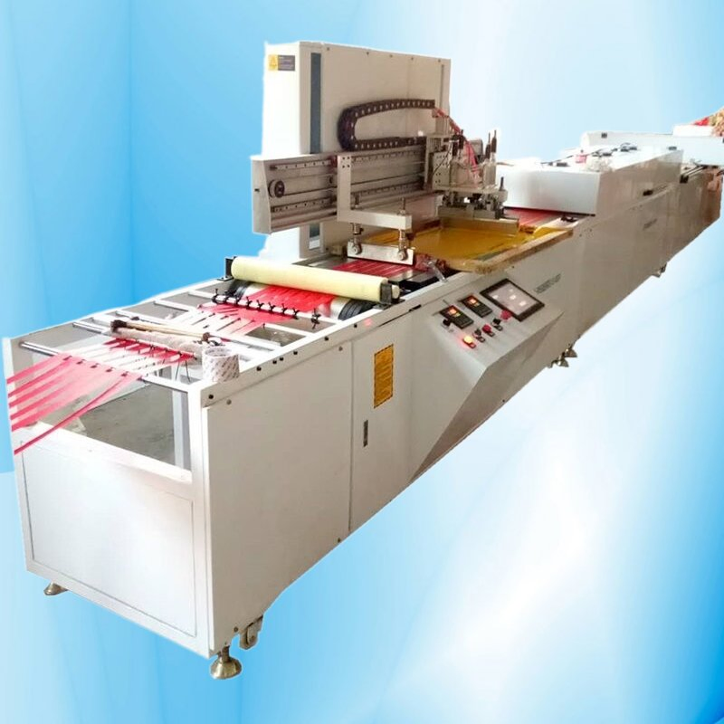 Automatic Zipper Lanyard Nylon Taffeta Cotton Tape 2 Colour Flat to Roll Textile Screen Printing Machine