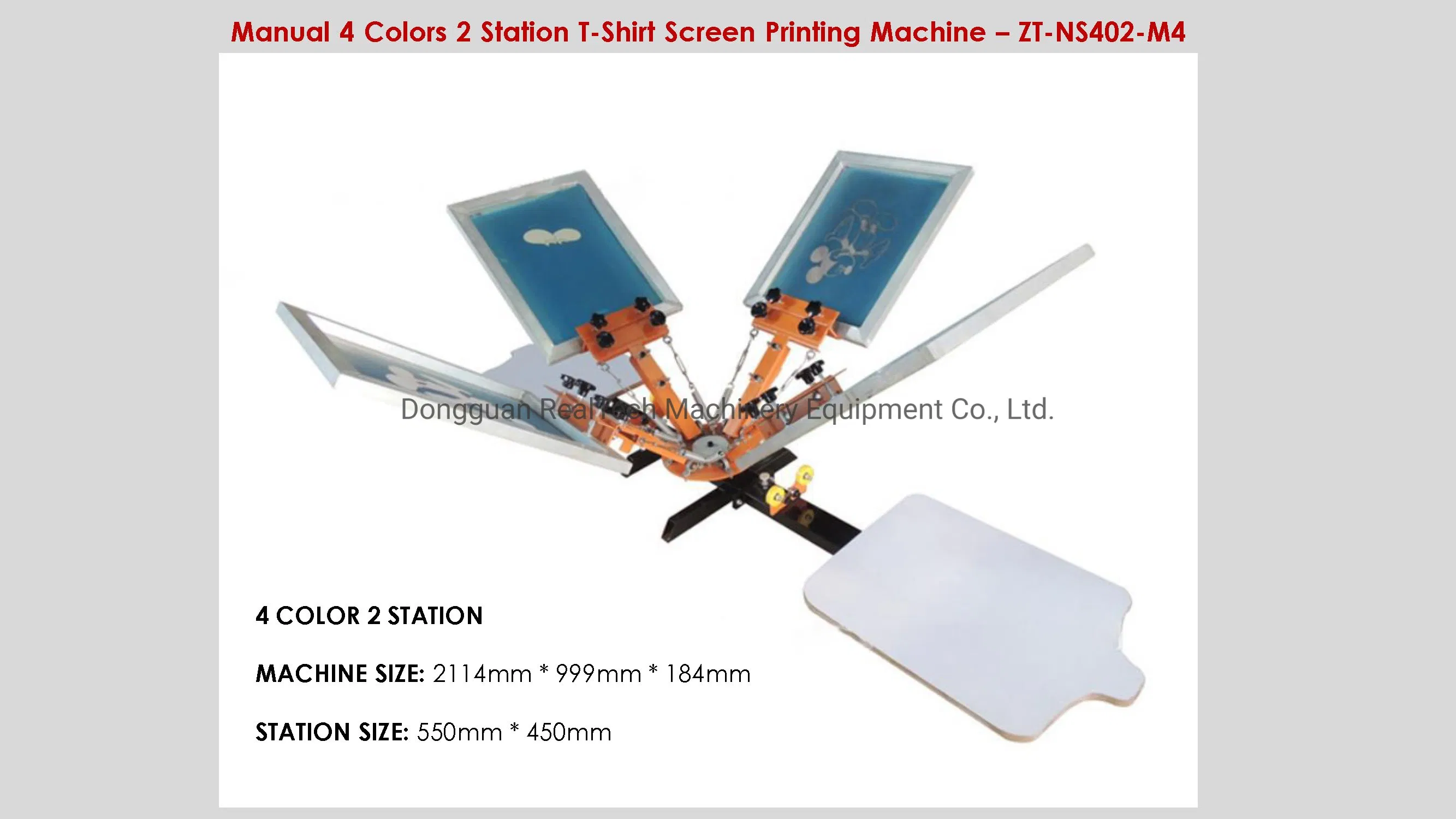 Manual Multi Colors 4 Colors 2 Station T-Shirt Textile Garments Cloth Screen Printing Machine