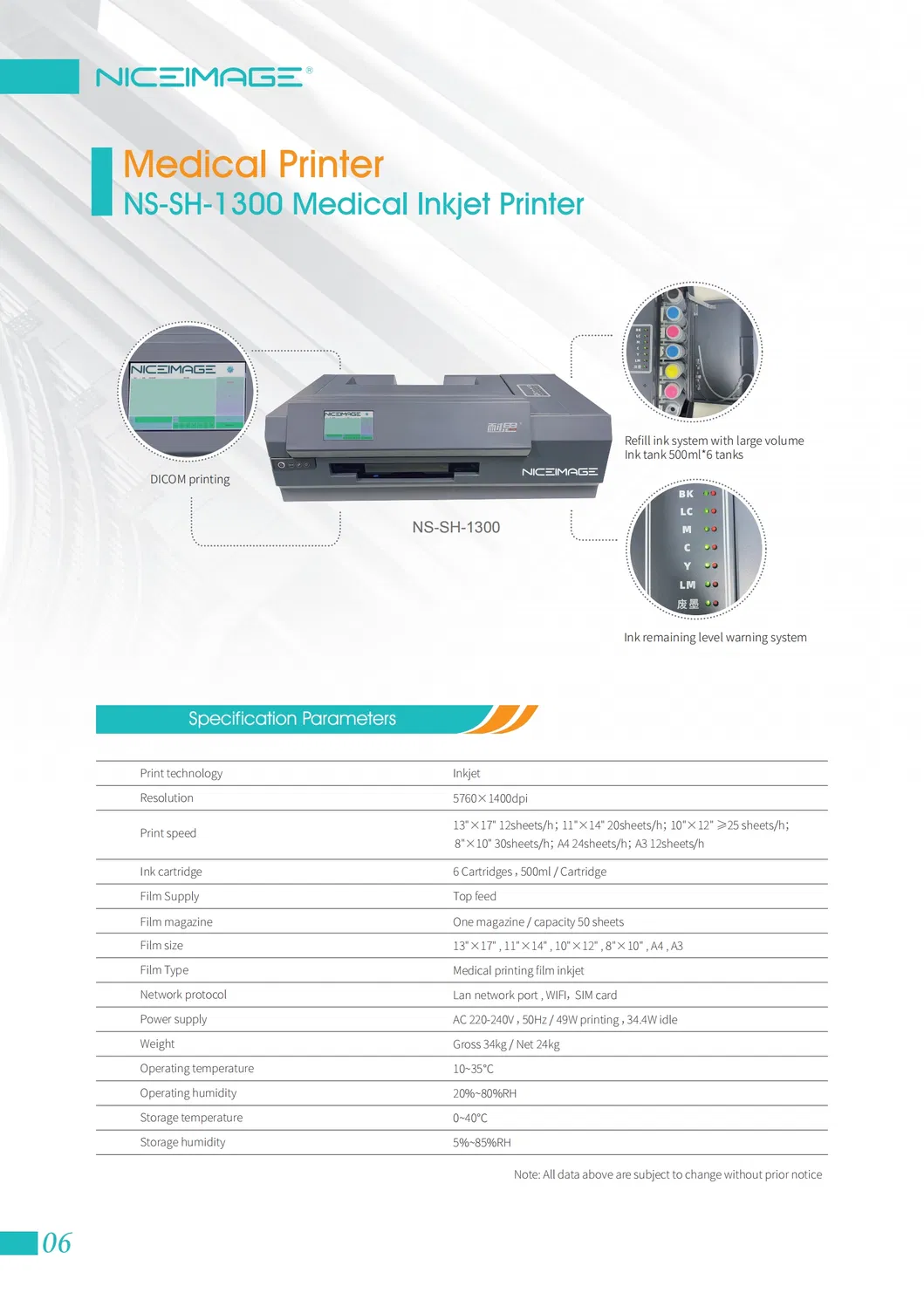 Technical Specifications Table