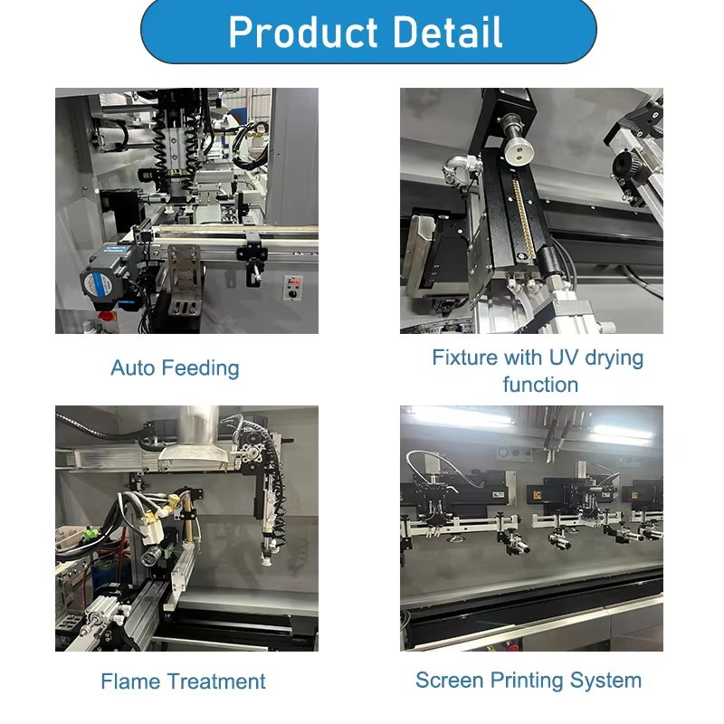 New Multi Color Servo-Driven Automatic 5-Station Screen Printing Machine UV Curing System for Square Bottles Cylinder Containers