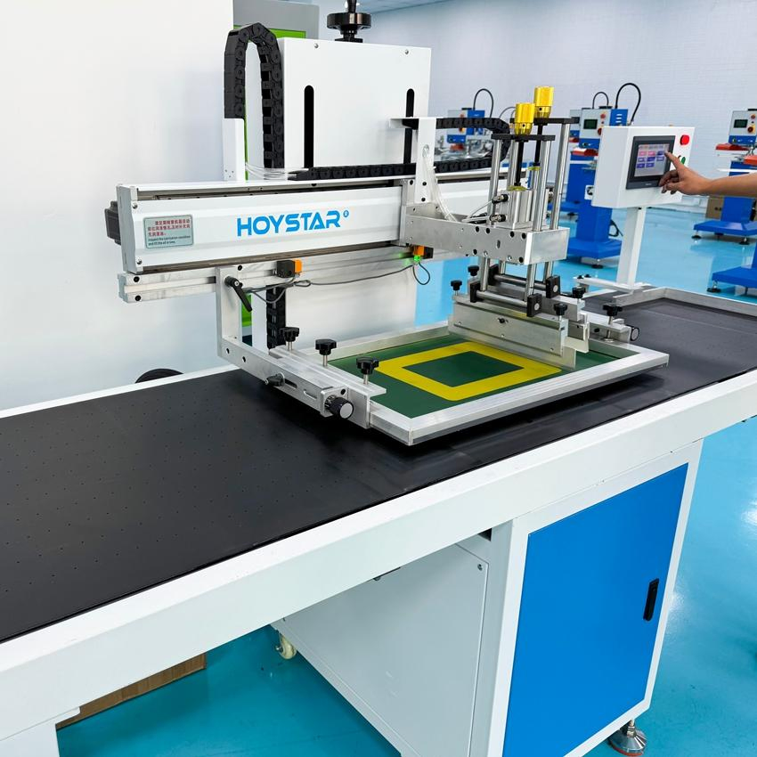 Flatbed 1 Color Screen Printing Machine with Conveyor Belt Table for Non Woven Bags