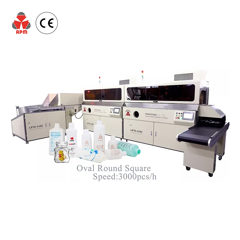 S102 High Quality with Automatic Flame Treatment and UV Drying System 1-8 Color Auto Jar Cap Bottle Screen Printing Machine