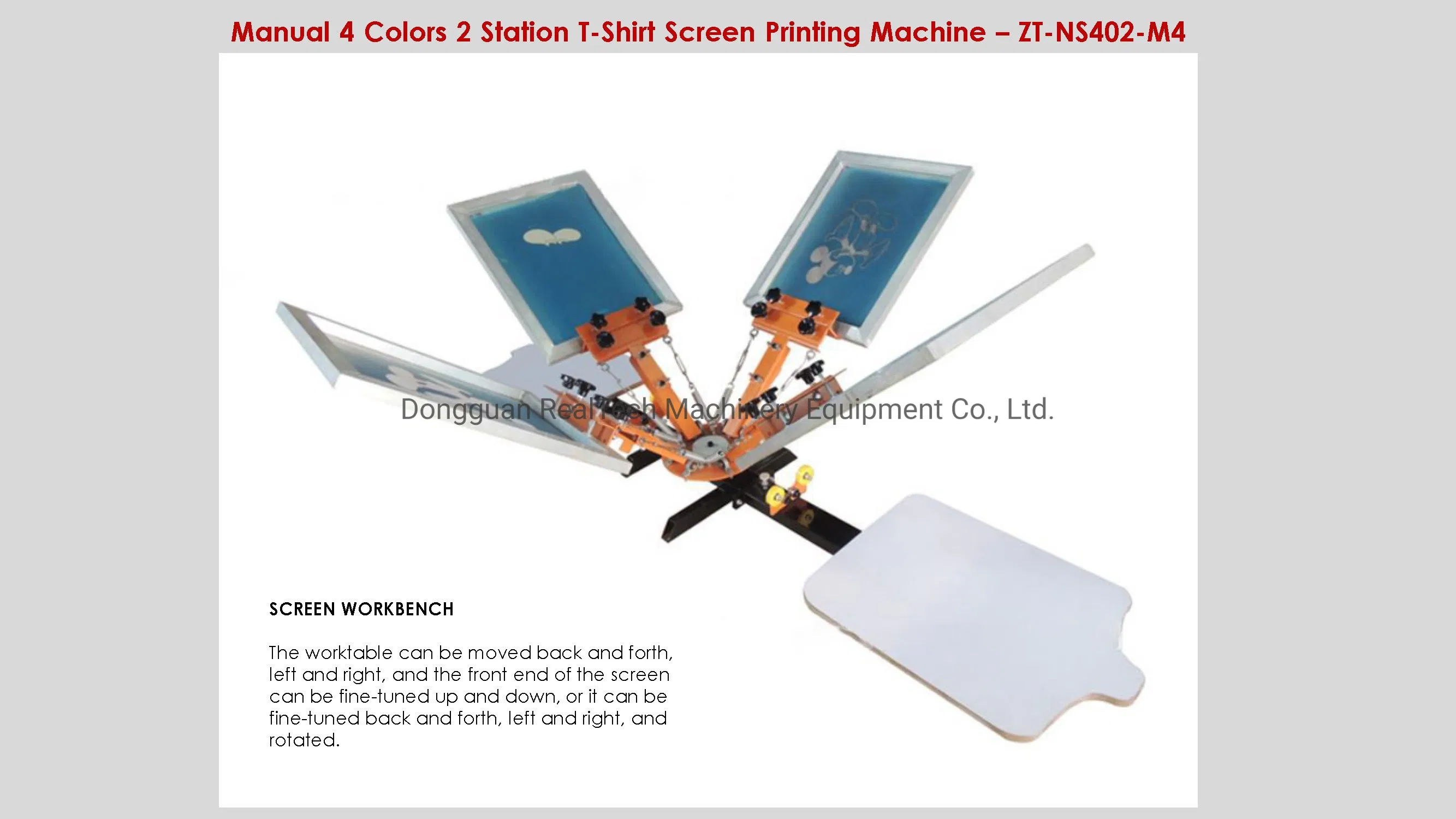 Manual Multi Colors 4 Colors 2 Station T-Shirt Textile Garments Cloth Screen Printing Machine