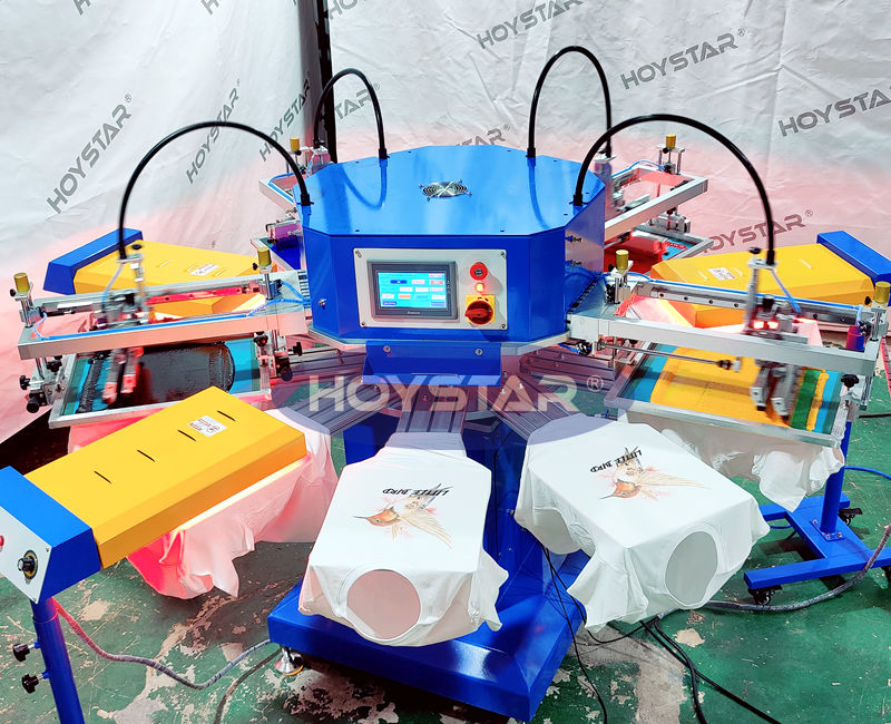 4color Rotary Screen Printing Machine for Tshirt Nonwoven Bag Screen Printer Kraft Paper Bag Impression Maquina Serigrafica Fabric Textile Silk Printing Machine
