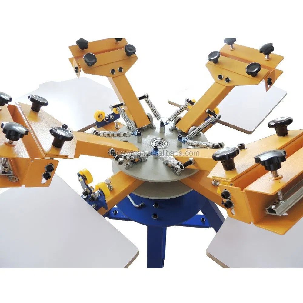 Double Carousel Manual Silk Screen Printing 4 Color 4 Print Bed Equipment for Flat Items