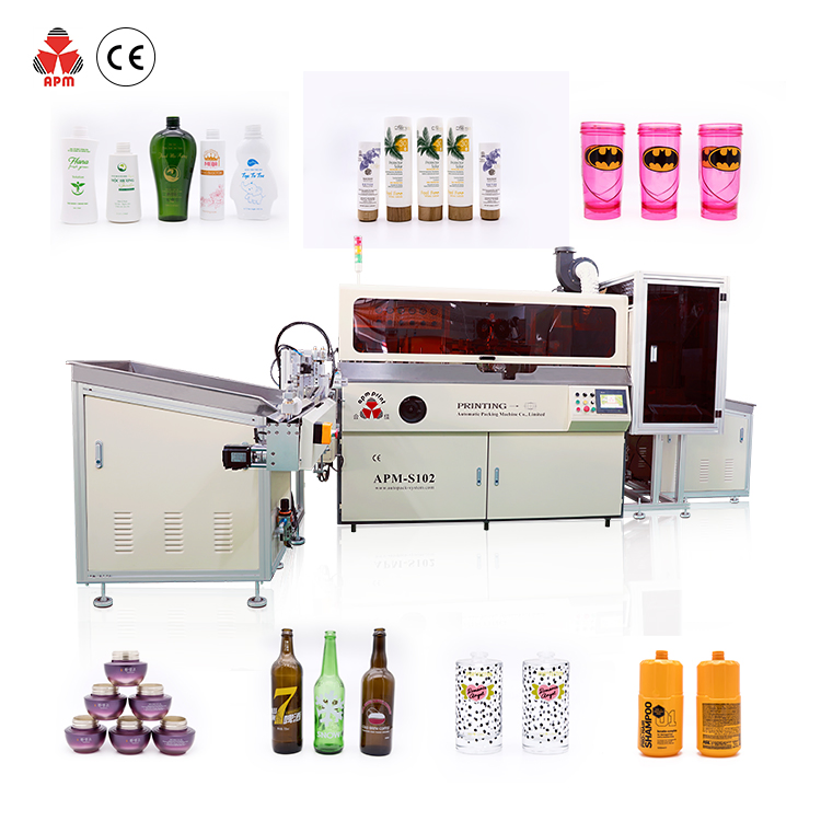 S102 High Quality with Automatic Flame Treatment and UV Drying System 1-8 Color Auto Jar Cap Bottle Screen Printing Machine