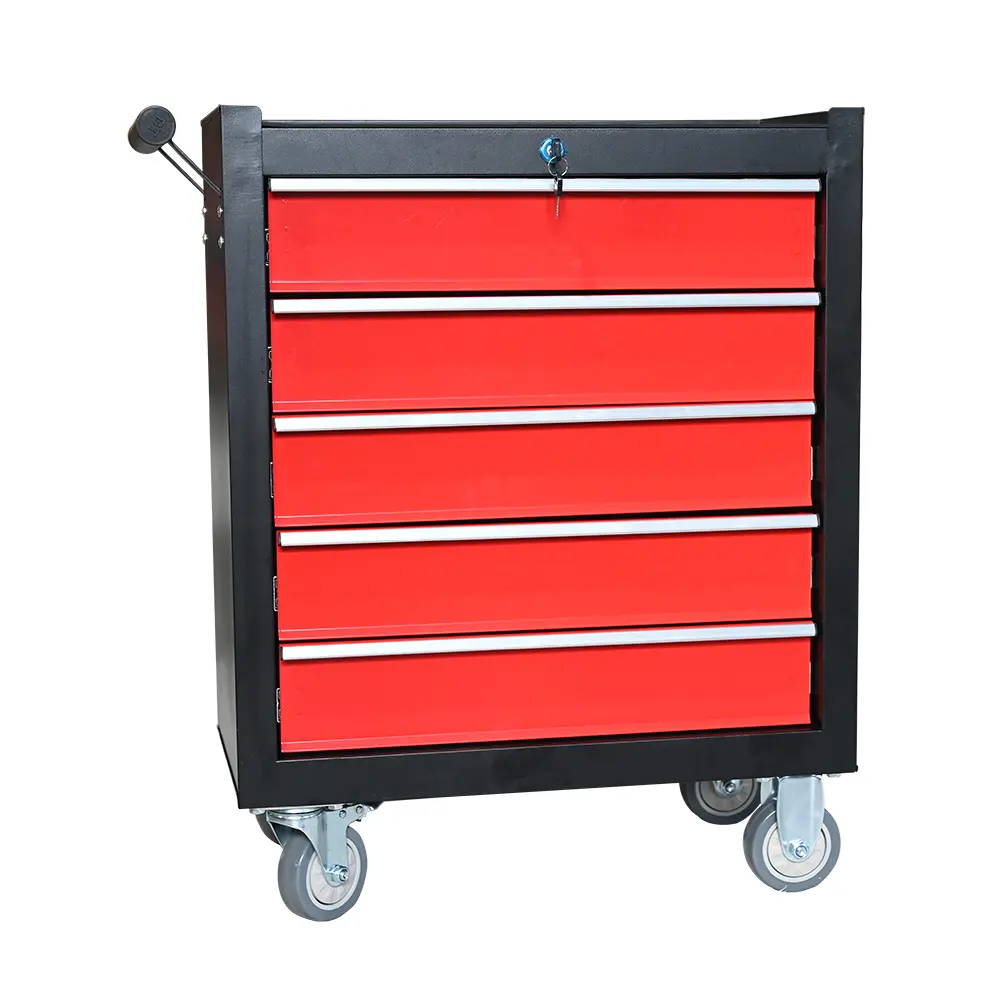 Buy Black & Red Multi-Function Large Roller Storage Mobile Tool Cabinet Trolley with 5 Drawers Factories, Companies