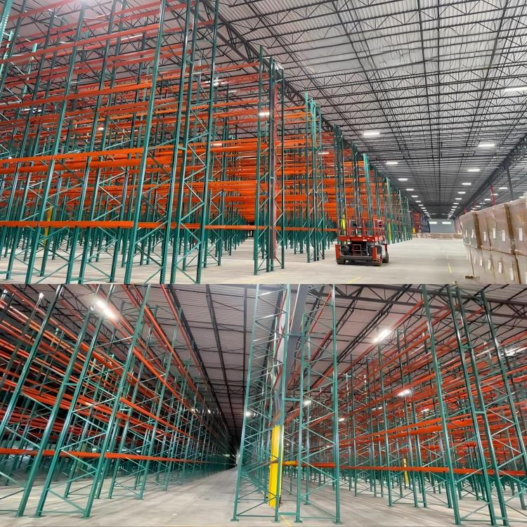 Green and orange warehouse rack combination
