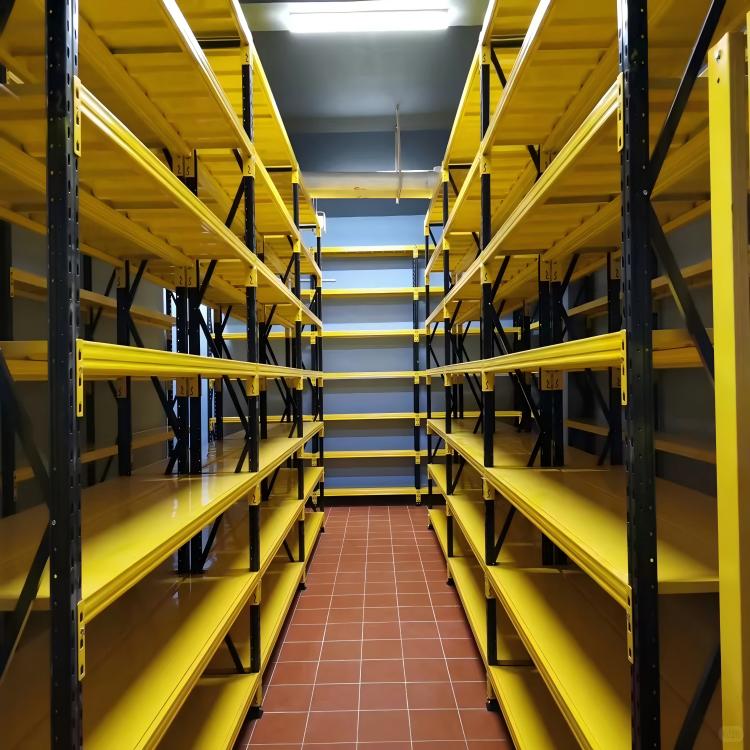 Orange and grey warehouse storage rack